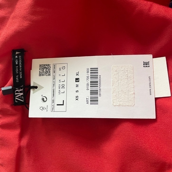 Zara Ruffle Crop Top Draped Red Floral‎ Large Shirt - Picture 12 of 13